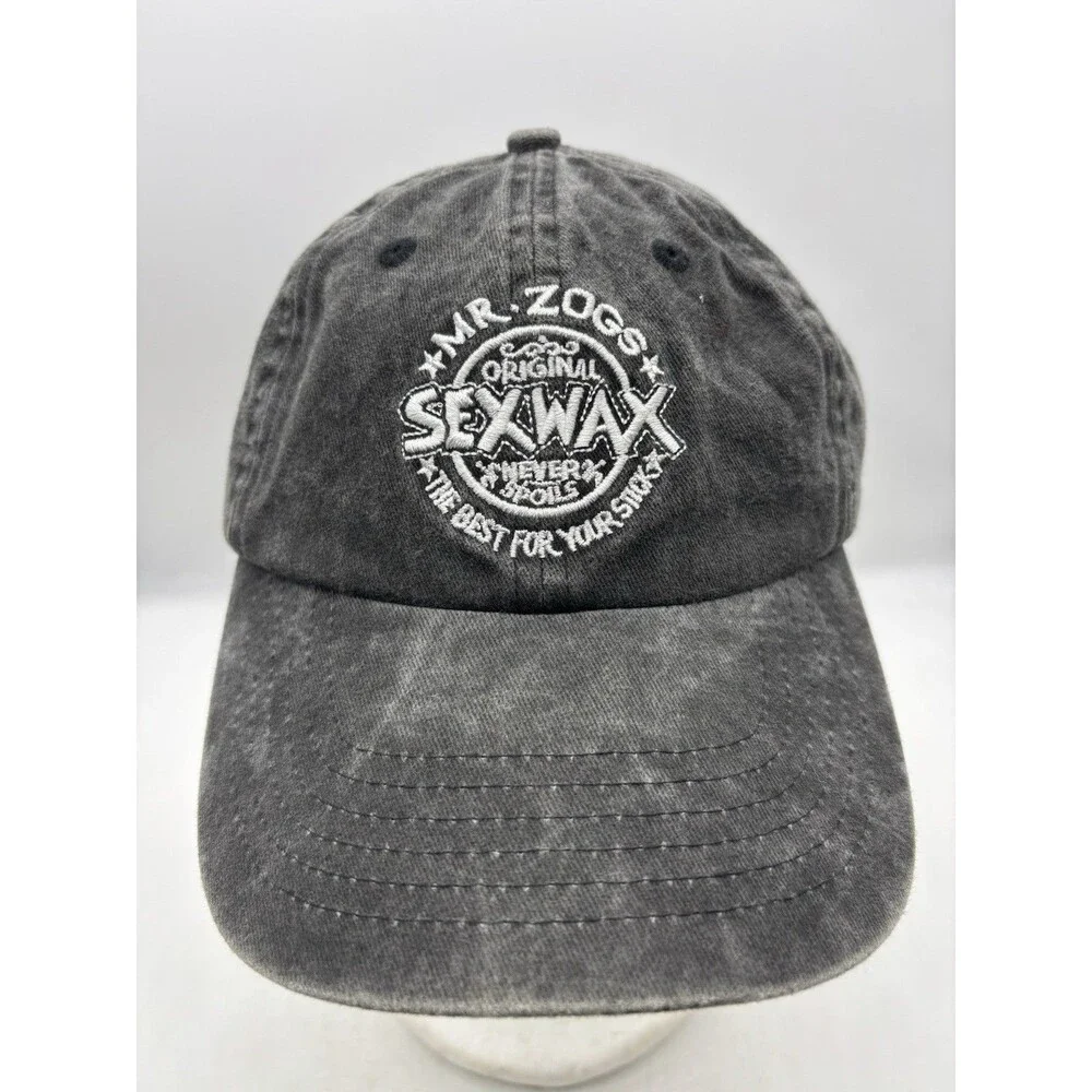 Mr Zogs Sex Wax Hat Washed Black Charcoal Surf Dad Cap Adjustable